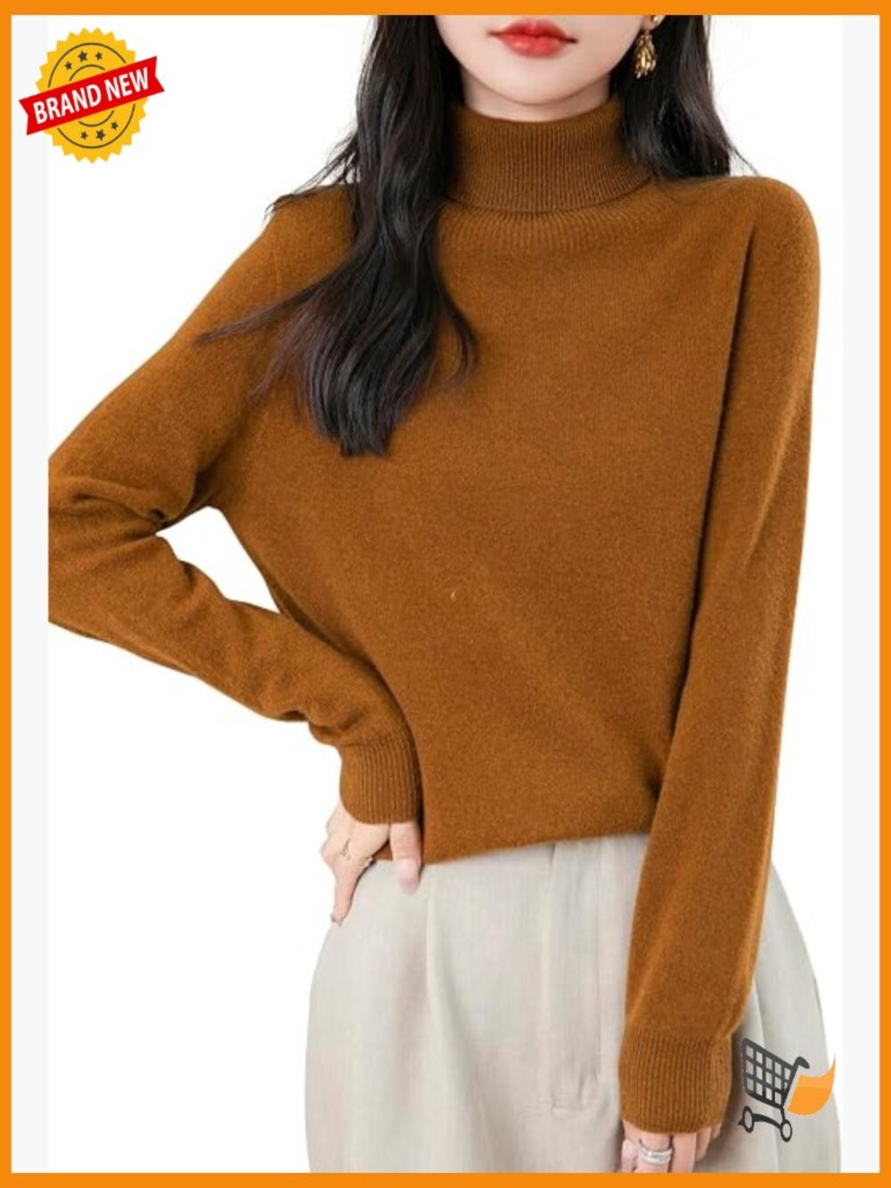 Women's 100% Merino Wool Turtleneck Seamless Knit Pullover Sweater